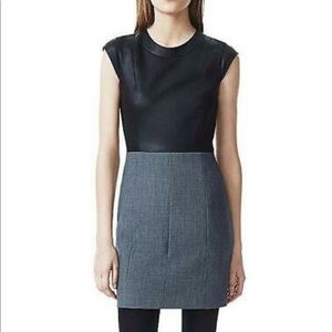 Theory 100% leather color block dress